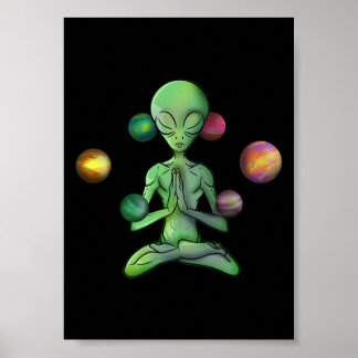 Space Yoga Spirituele Alien-reclame Poster