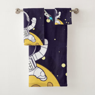 Spaceman Astronaut die de buitenruimte onderzoekt Bad Handdoek