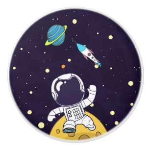 Spaceman Astronaut die de buitenruimte onderzoekt Keramische Knop