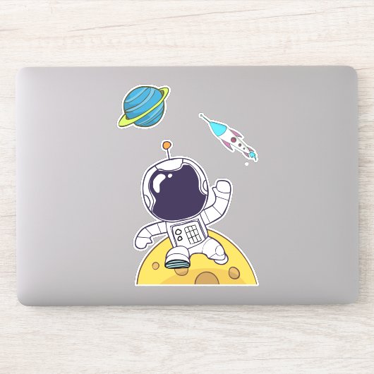 Spaceman Astronaut Floating in Buitenruimte Sticker (Computer)