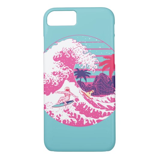 Spaceman die de grote roze golf surft Case-Mate iPhone case (Achterkant)