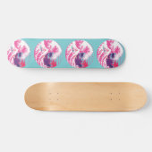 Spaceman die de grote roze golf surft skateboard (Horizontaal)