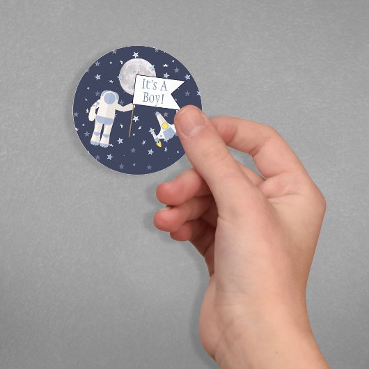 Spaceman Moon Het is een jongen! Ronde Sticker
