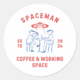 spaceman retro ronde sticker