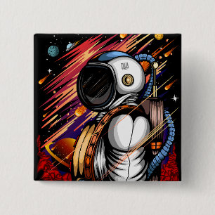 Spaceman Vierkante Button 5,1 Cm