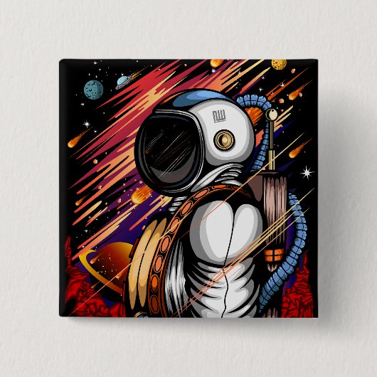 Spaceman Vierkante Button 5,1 Cm (Voorkant)