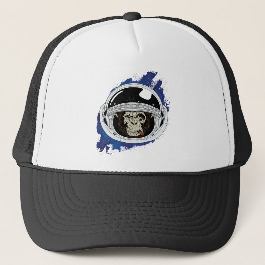 Spacemonkey in Blauwe ruimte Trucker Pet (Voorkant)