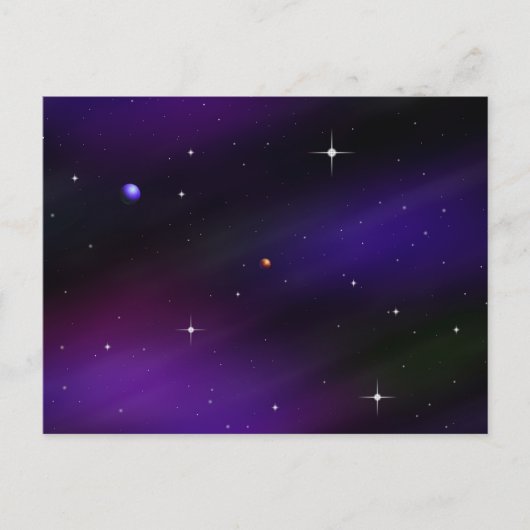 Spacescape met planeten en sterren briefkaart (Voorkant)