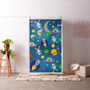 Spaceship Aliens Astronaut Fabric Stof