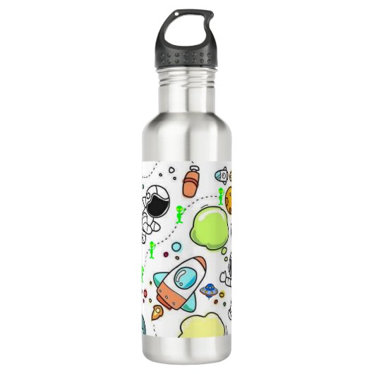 Spaceship Astronaut Water Fles (Voorkant)