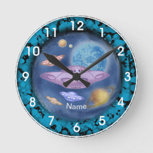 Spaceship Roadtrip Clock Ronde Klok
