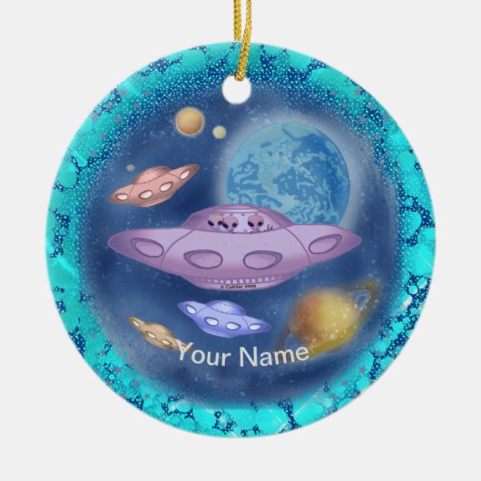 Spaceship Roadtrip custom name Ornament (Voorkant)