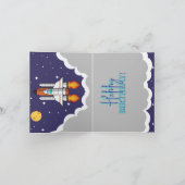 Spaceship Taking Off Happy Birthday Kaart (Binnen)