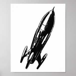 Spaceship tekening,  illustratie. poster