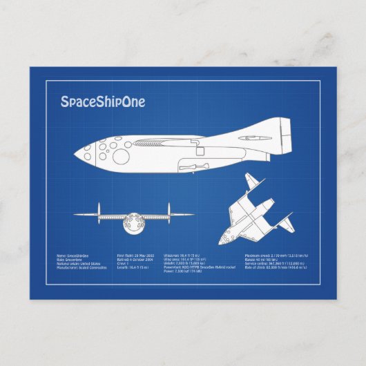 SpaceShipOne - Vliegtuigblauwdrukplannen ABD Briefkaart (Voorkant)