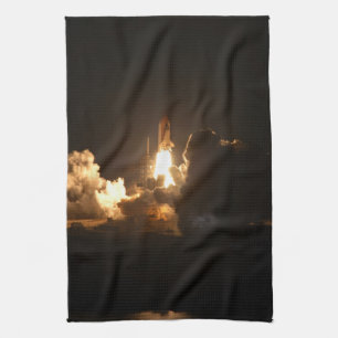 Spaceshuttle Aarde baan ruimtevaartuig nacht Canva Theedoek