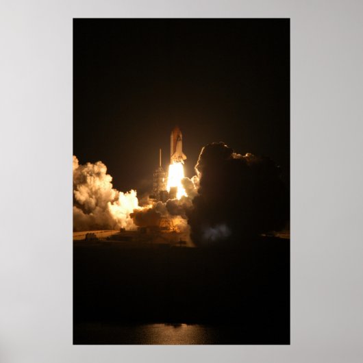 Spaceshuttle Aarde Omloopschip Nacht Poster (Voorkant)
