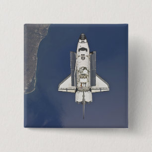 Spaceshuttle Atlantis 5 Vierkante Button 5,1 Cm