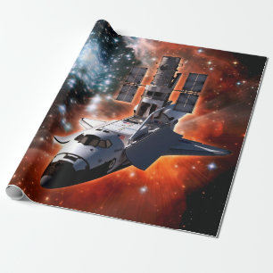 Spaceshuttle Atlantis Hubble-telescoop Kunstwerk Cadeaupapier