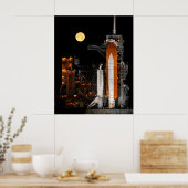 Spaceshuttle Discovery en Maan Poster (Keuken)
