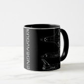 Spaceshuttle Endeavour All-Black Blauwdruk Mok (Voorkant rechts)