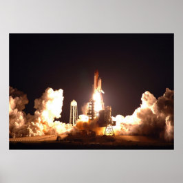 Spaceshuttle Endeavour nachtelijke lancering Poster