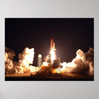 Spaceshuttle Endeavour nachtelijke lancering Poster
