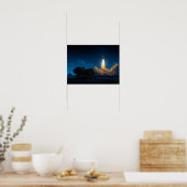 Spaceshuttle Raketlancering 's Nachts Achter Boerd Poster (Keuken)