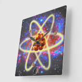 Spacey Atomic Vierkante Klok (Hoek)