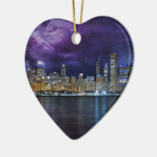 Spacey Chicago Skyline Keramisch Ornament (Links)