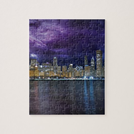 Spacey Chicago Skyline Legpuzzel (Verticaal)