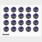 Spacey Chicago Skyline Ronde Sticker (Vel)