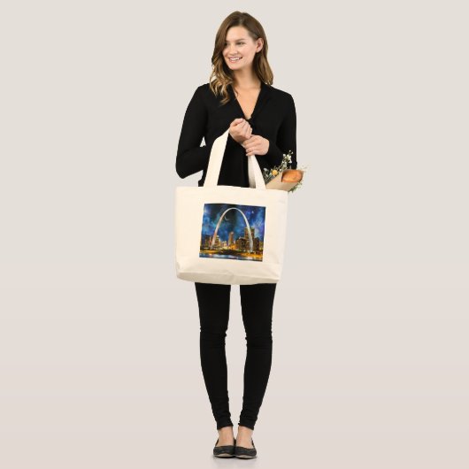 Spacey St. Louis Skyline Grote Tote Bag (Voorkant (model))