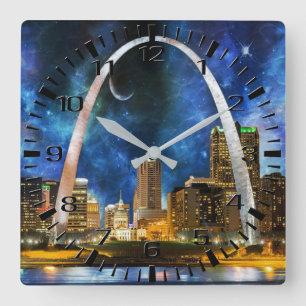 Spacey St Louis Skyline Horloge murale