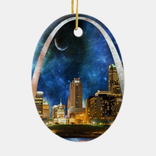 Spacey St. Louis Skyline Keramisch Ornament (Achterkant)