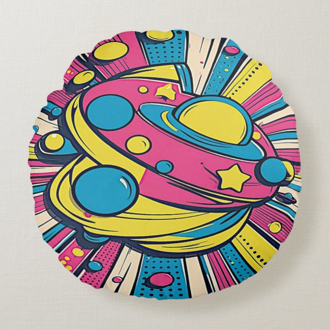 Spacey Way | Rond Kussen (Voorkant)