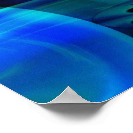 Spaciale vervorming in blauw Abstract Poster (Hoek)
