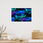 Spaciale vervorming in blauw Abstract Poster (Keuken)