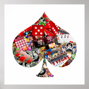 Spade - Las Vegas Speel Kaart Shape Poster