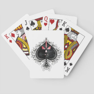 spade met schedel gezicht speelkaarten