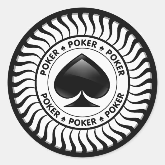 Spade Poker Chip Ronde Sticker (Voorkant)