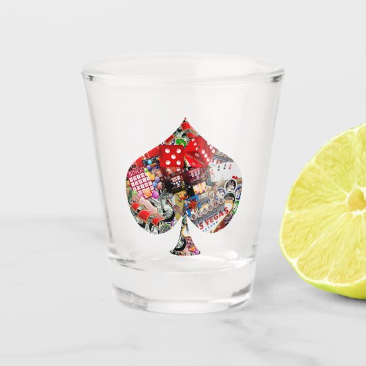 Spade Spelen Kaart Vorm * Gamblers Delight Shot Glas (Voorkant)