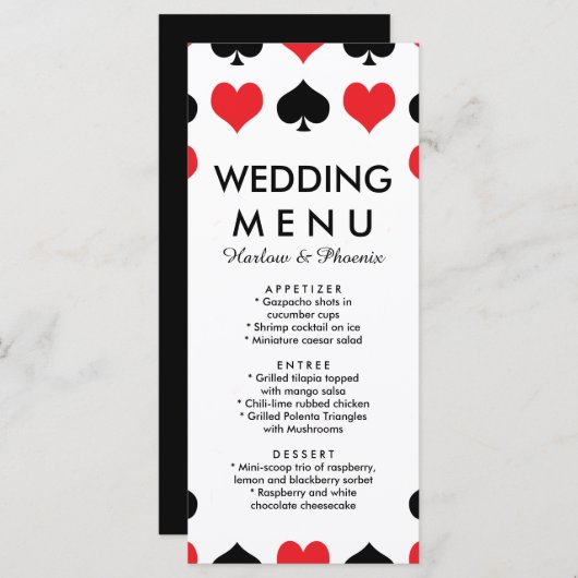 Spades-casino-bruiloft Menu (Voorkant / Achterkant)