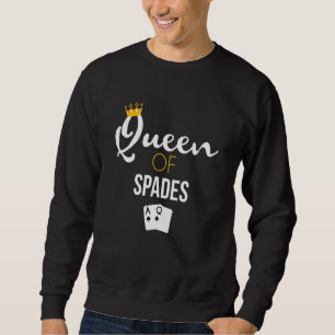 Spadschoppenspeler voor koningin van schoppenkaart trui