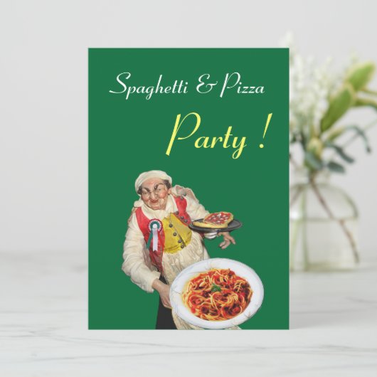 SPAGETTI EN PIZZA PARTIJ, RESTAURANT groen Kaart (Staand voorkant)