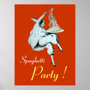 SPAGETTI PARTIJ, ITALIAANSE KITCHEN, oranje Poster