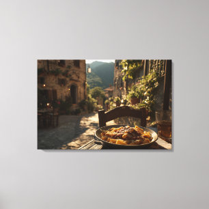 Spaghetti alla Gricia op een Mountain Villa Terrac Canvas Afdruk