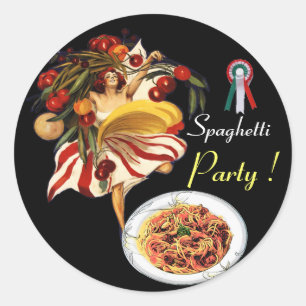 SPAGHETTI ARTIJ DANCE, ITALIAANSE KITCHEN EN TOMAT RONDE STICKER