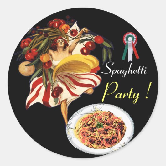 SPAGHETTI ARTIJ DANCE, ITALIAANSE KITCHEN EN TOMAT RONDE STICKER (Voorkant)