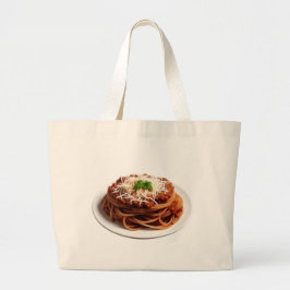 Spaghetti Bolognese met kaas en basilicumblaadjes Grote Tote Bag